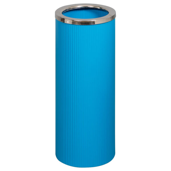 Fluted Steel Litter Bin with Polished Stainless Rim Lid